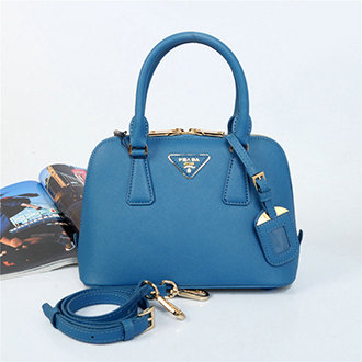 2014 Prada Saffiano Leather mini Two Handle Bag BN0826 middle blue for sale